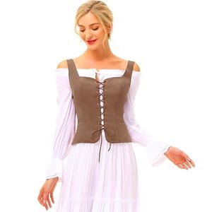 Pirate Renaissance Peasant Corset Vest Bodice Cosplay Costume Medieval Wench